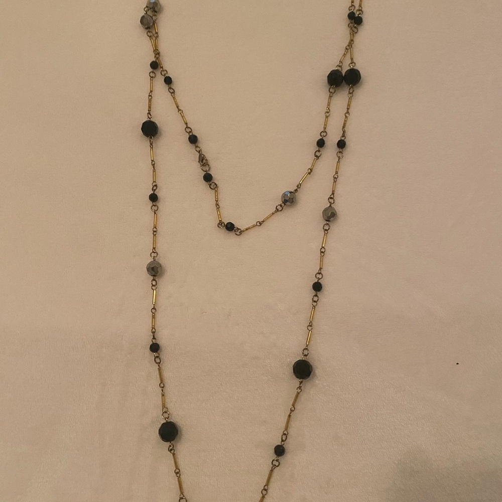White House Black Market Gold and Black Layered Necklace